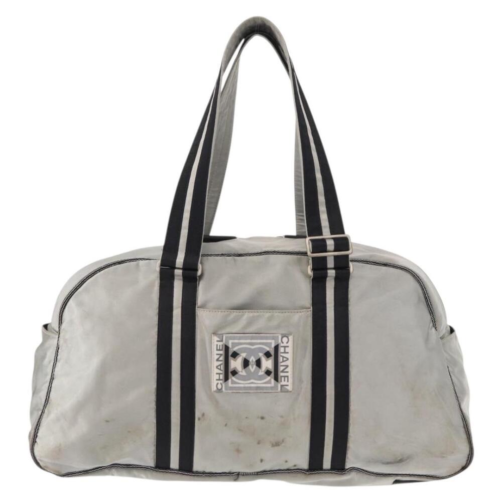 CHANEL Sports Line Boston Bag Nylon Silver CC Auth BA7758 - Picture 13 of 16